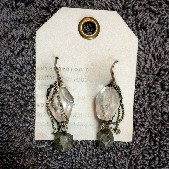 Anthropologie Jewelry - Beautiful Statement Stone Chain Anthro Earrings